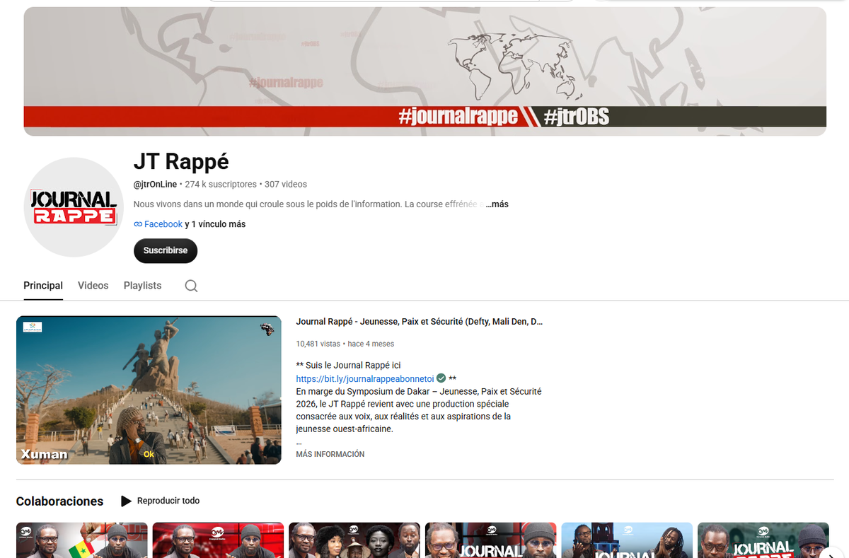 Screenshot of the Journal Rappé website