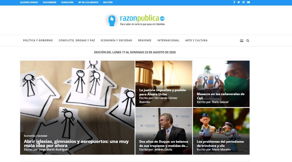 Screenshot of the Razon Publica website