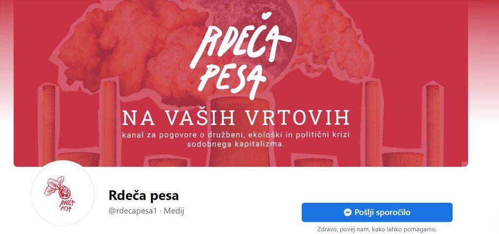 Screenshot of the Rdeča pesa website