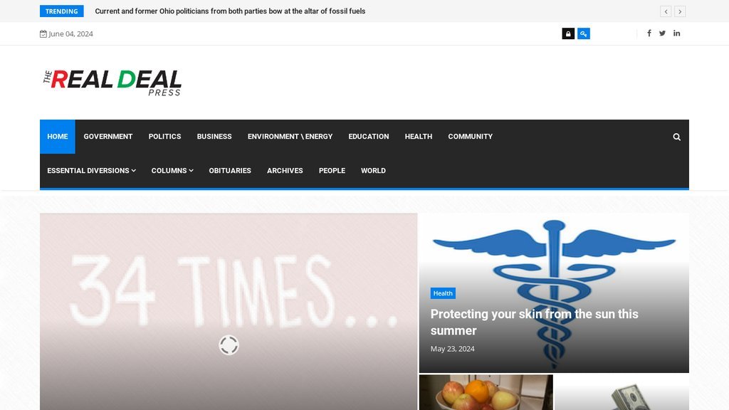 Screenshot of the Real Deal Press, The website