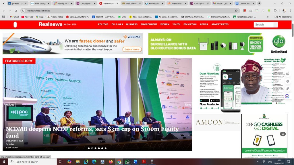 Screenshot of the Realnews Magazine website