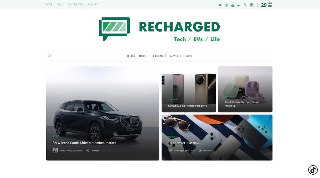 Screenshot of the Recharged website