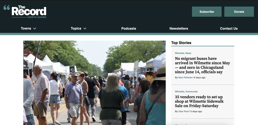 Screenshot of the Record North Shore, The website