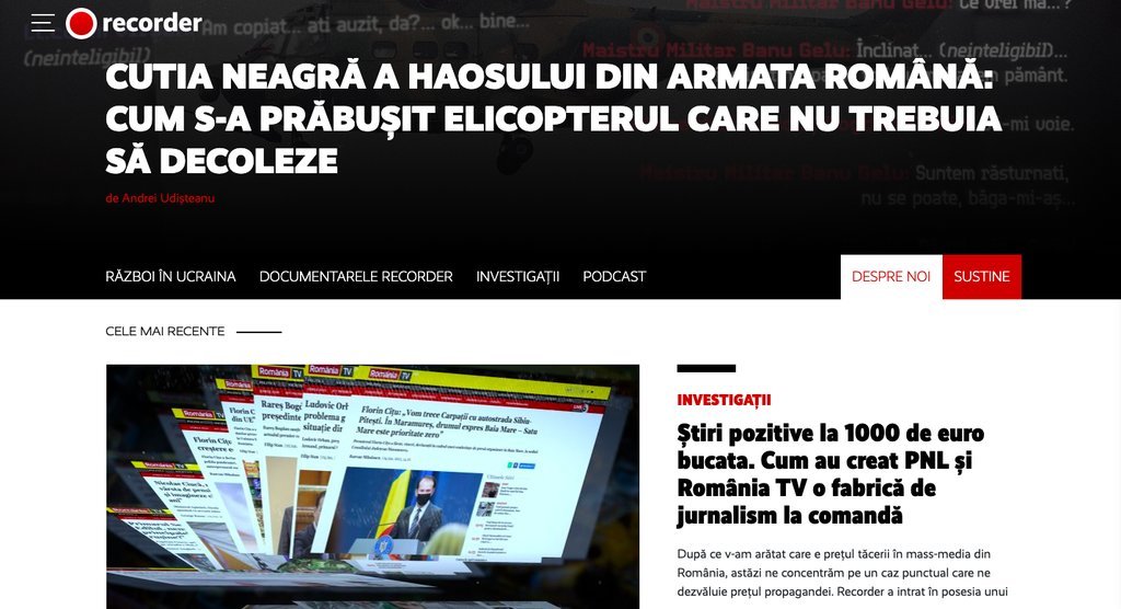 Screenshot of the Recorder website