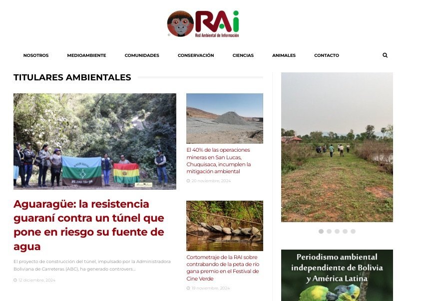 Screenshot of the Red Ambiental De Informacion website