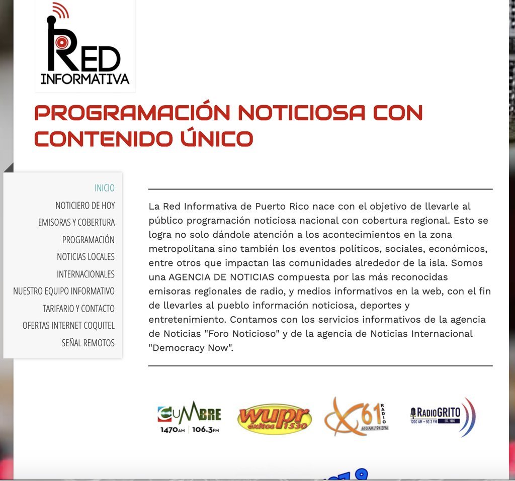 Screenshot of the Red Informativa De Puerto Rico website