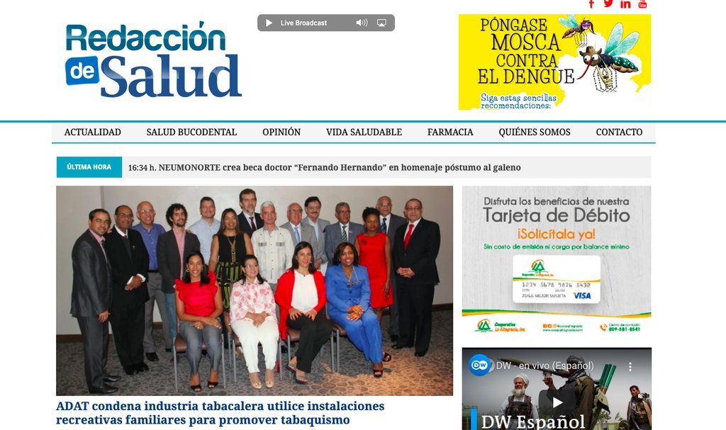 Screenshot of the Redaccion De Salud website