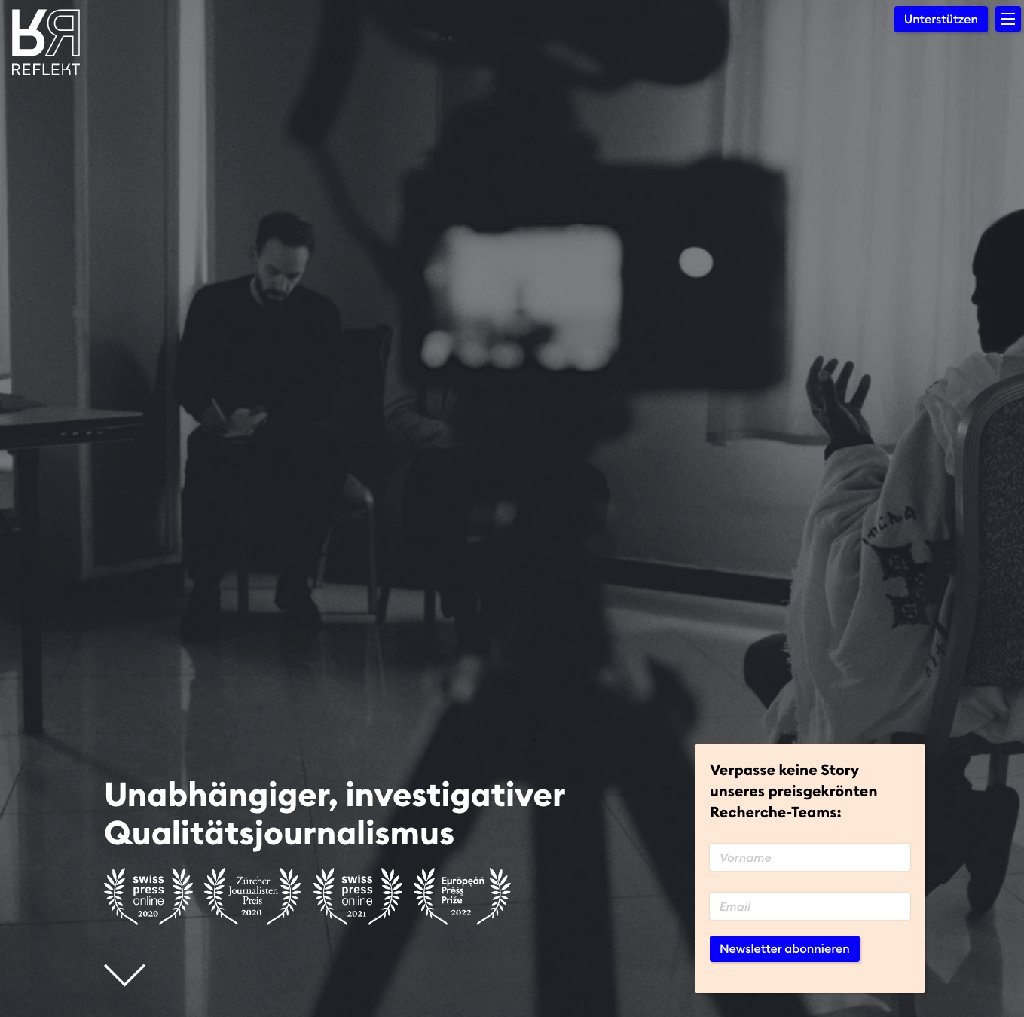 Screenshot of the Reflekt website