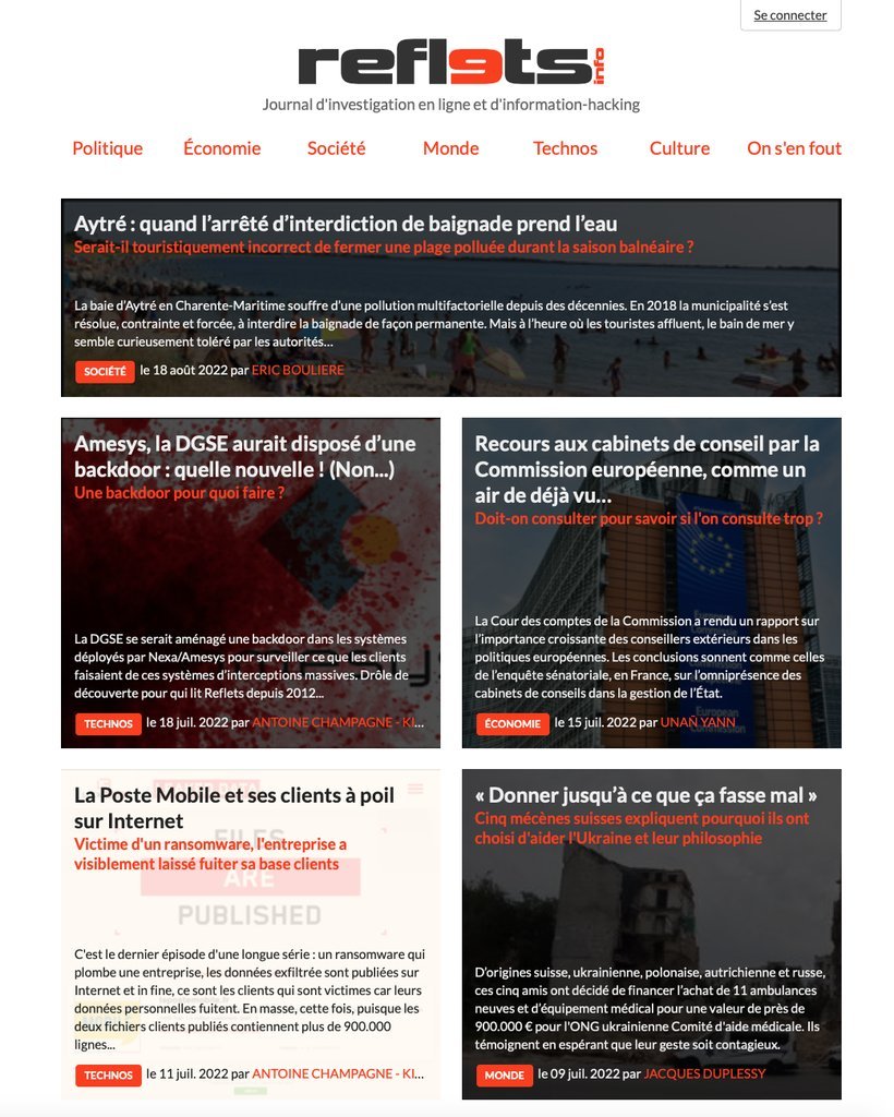 Screenshot of the Reflets.info website