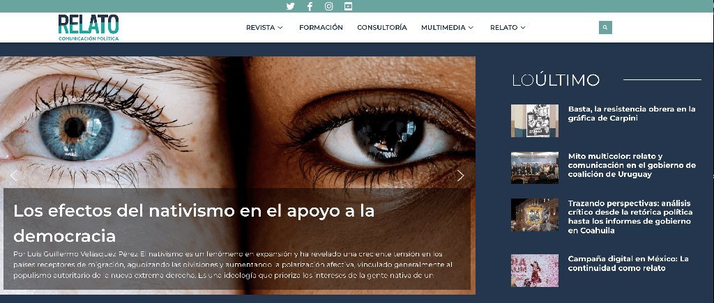 Screenshot of the Relatos website