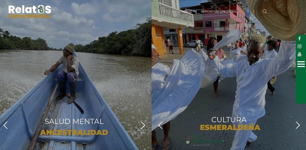 Screenshot of the Relatos Esmeraldenos website