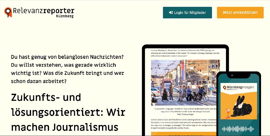 Screenshot of the Relevanzreporter website