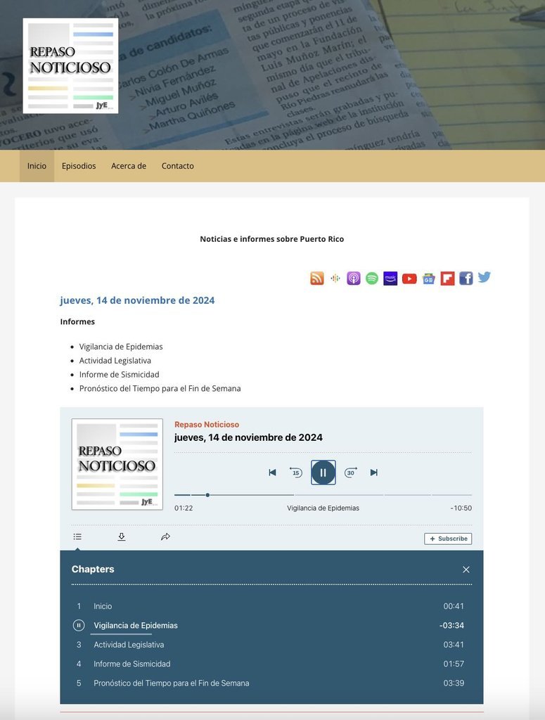 Screenshot of the Repaso Noticioso website