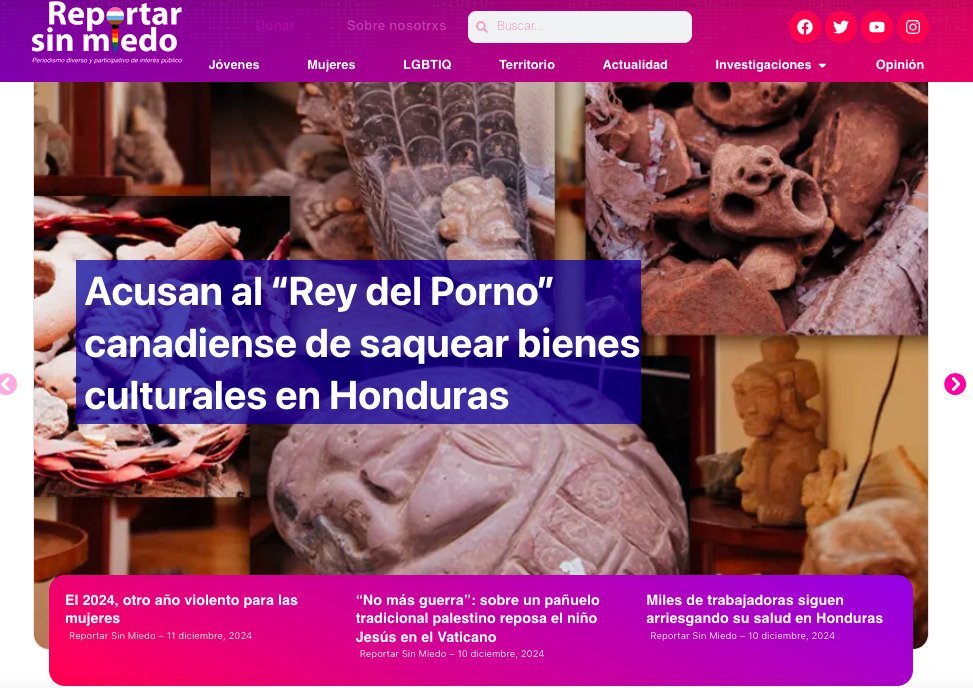 Screenshot of the Reportar Sin Miedo website