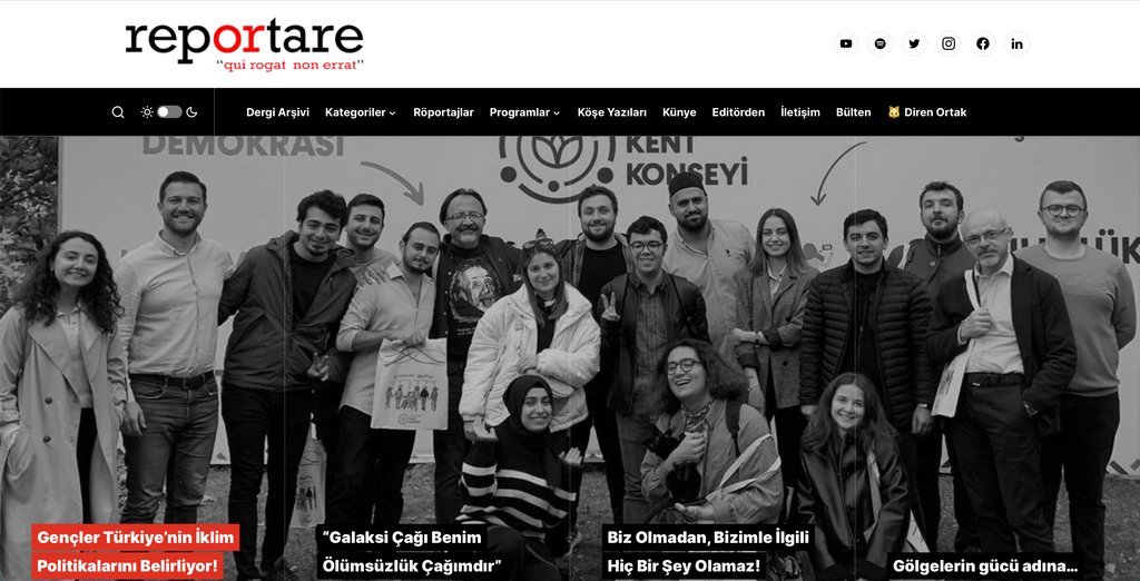 Screenshot of the Reportare website