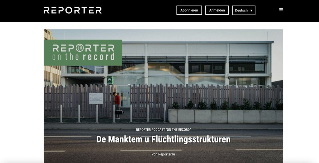 Screenshot of the REPORTER website