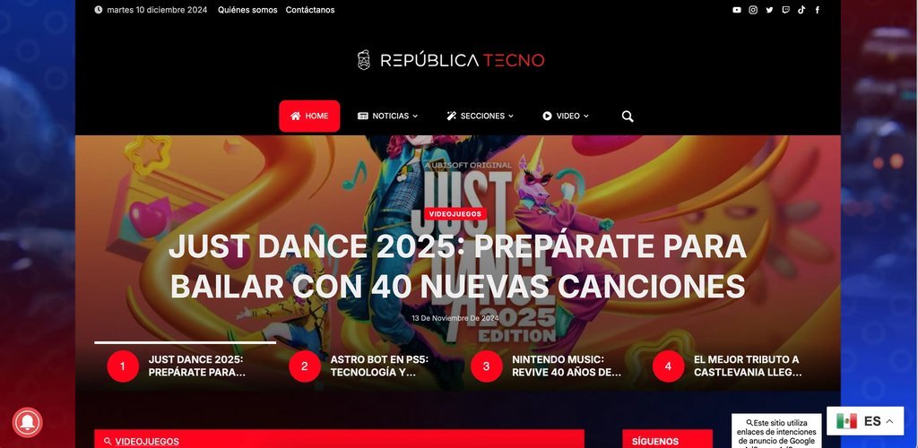 Screenshot of the Republica Tecno website