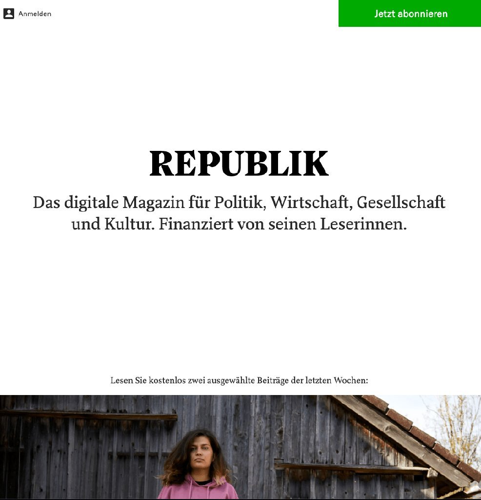 Screenshot of the Republik website