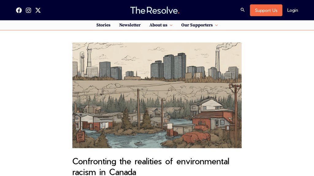 Screenshot of the Resolve, The website