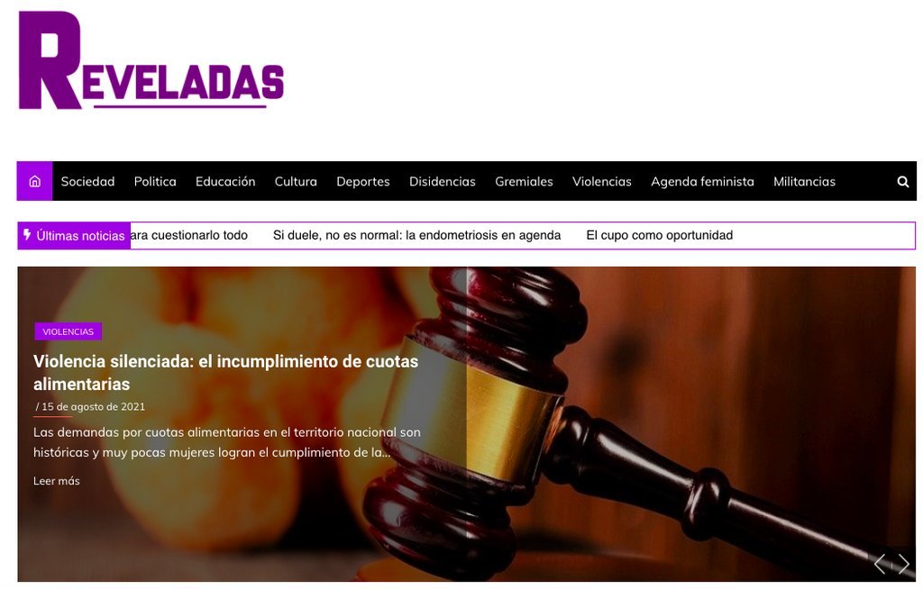 Screenshot of the Reveladas website