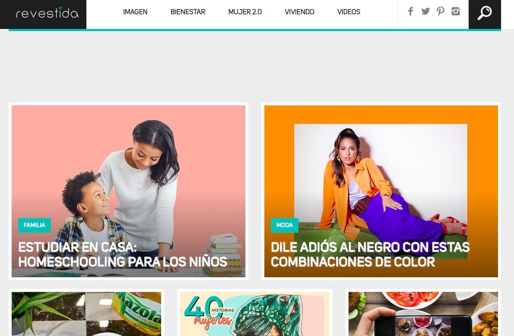 Screenshot of the Revestida website