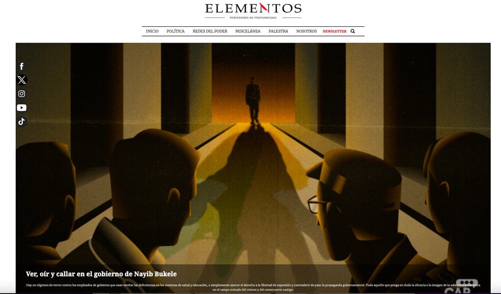 Screenshot of the Revista Elementos website