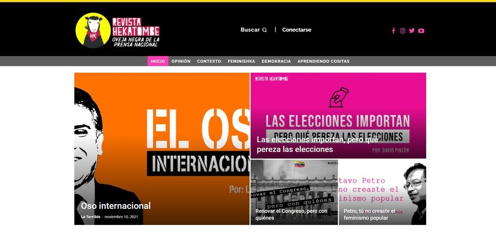 Screenshot of the Revista Hekatombe website