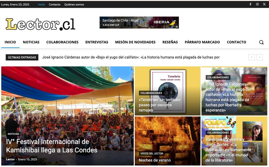 Screenshot of the revista lector website