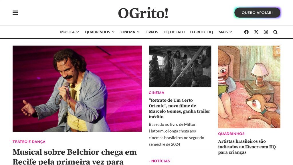 Screenshot of the Revista O Grito! website