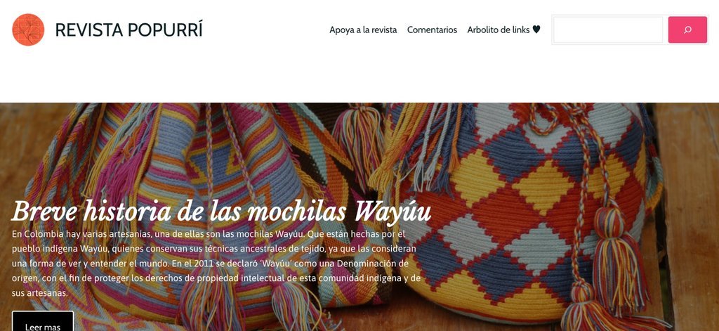 Screenshot of the Revista Popurri website