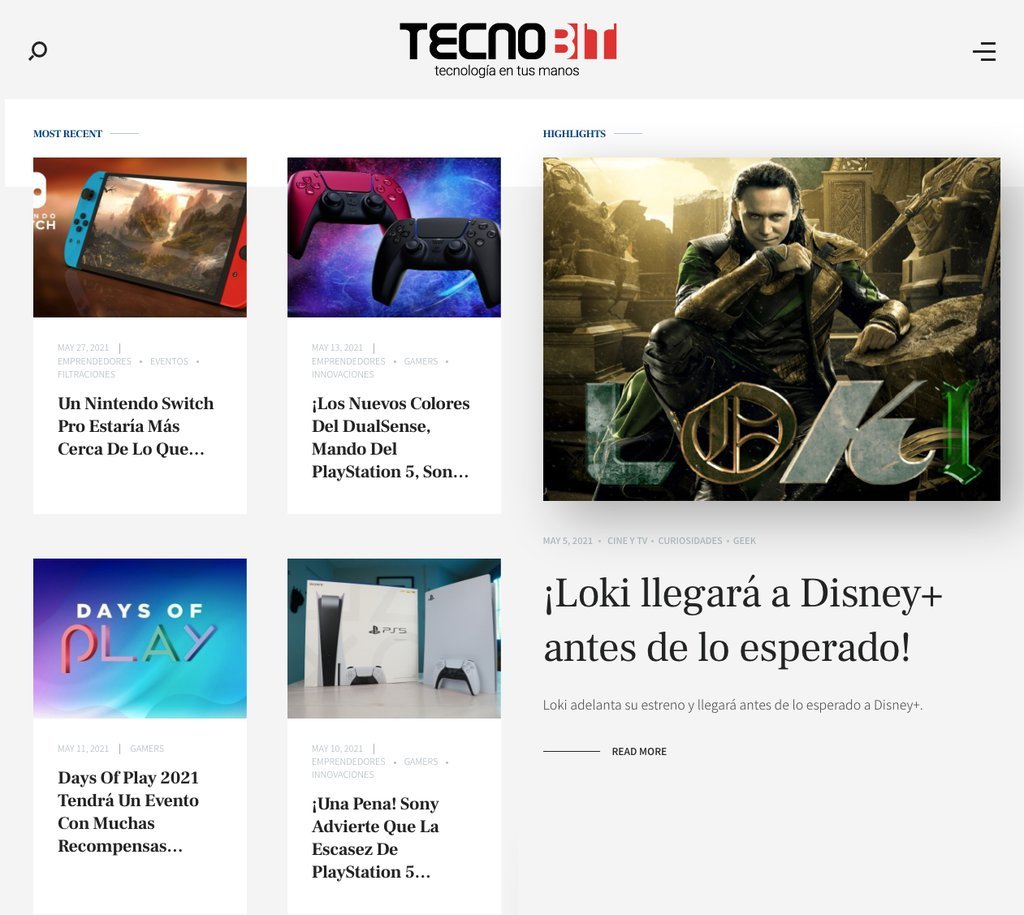 Screenshot of the Revista Tecnobit website