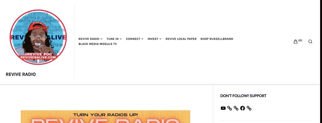 Screenshot of the REVIVE Radio + Media website