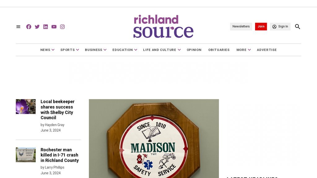 Screenshot of the Richland Source website