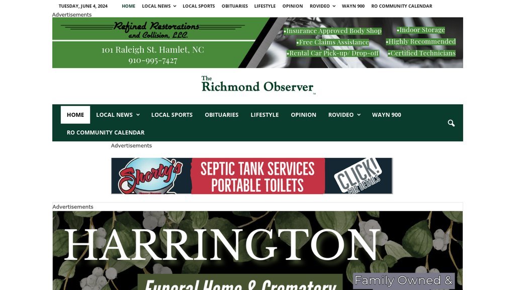 Screenshot of the Richmond Observer website
