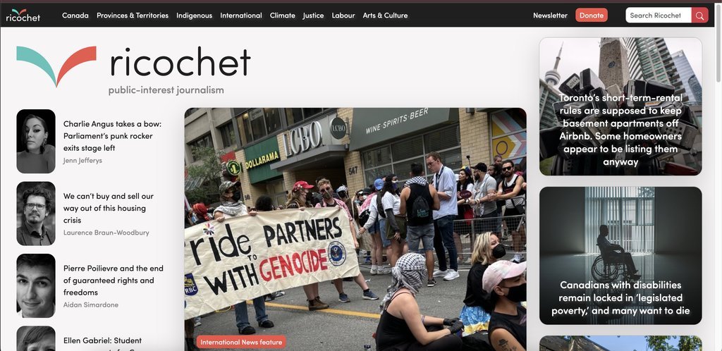Screenshot of the Ricochet Media website