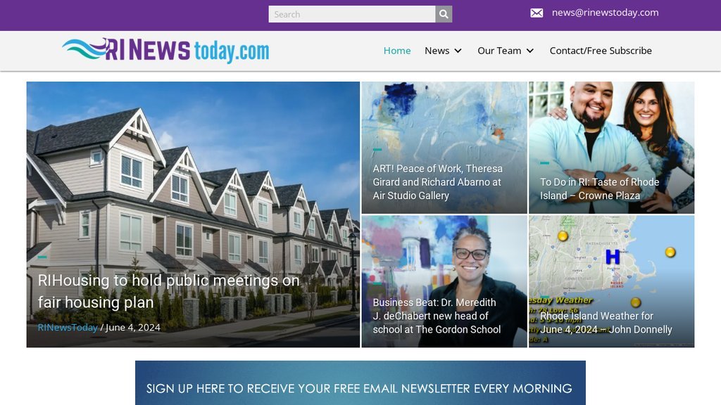 Screenshot of the RINewsToday.com website