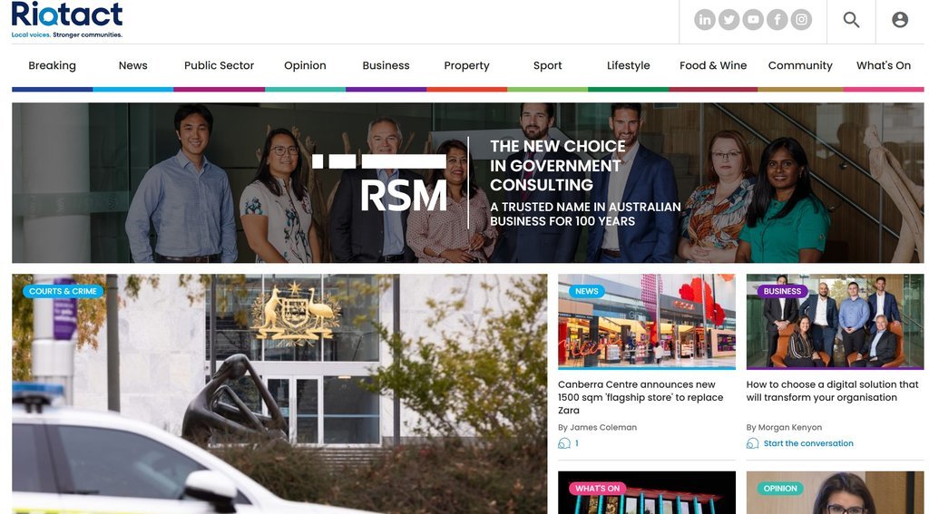 Screenshot of the RiotACT website