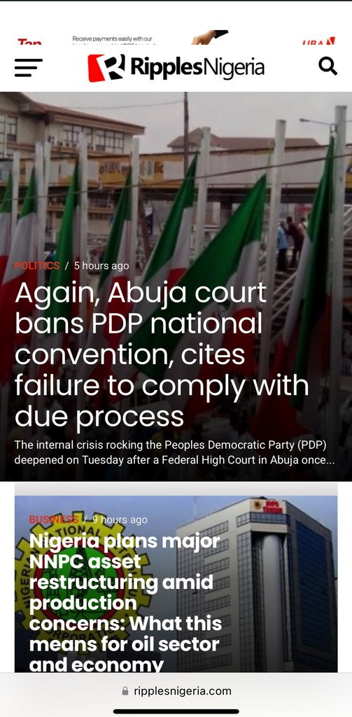 Screenshot of the Ripples Nigeria website