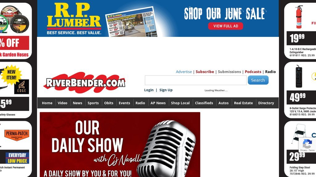 Screenshot of the RiverBender website