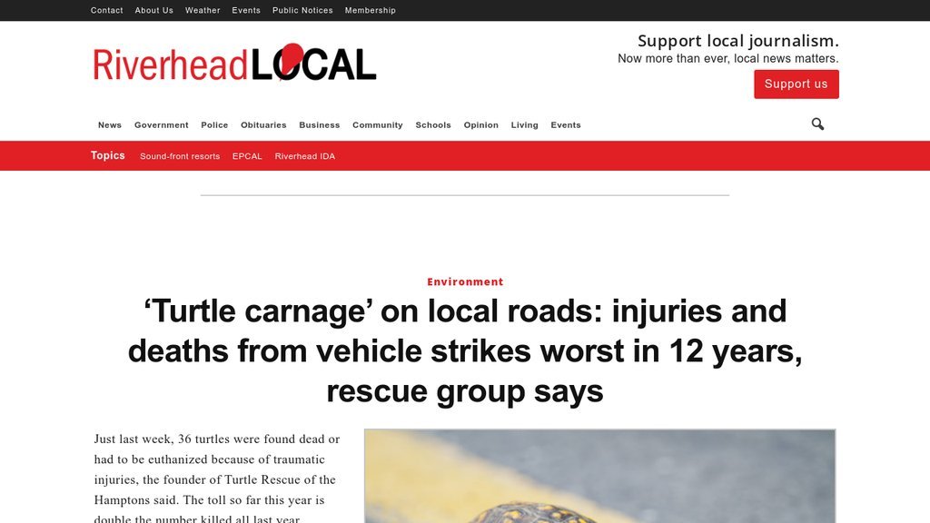 Screenshot of the RiverheadLOCAL website