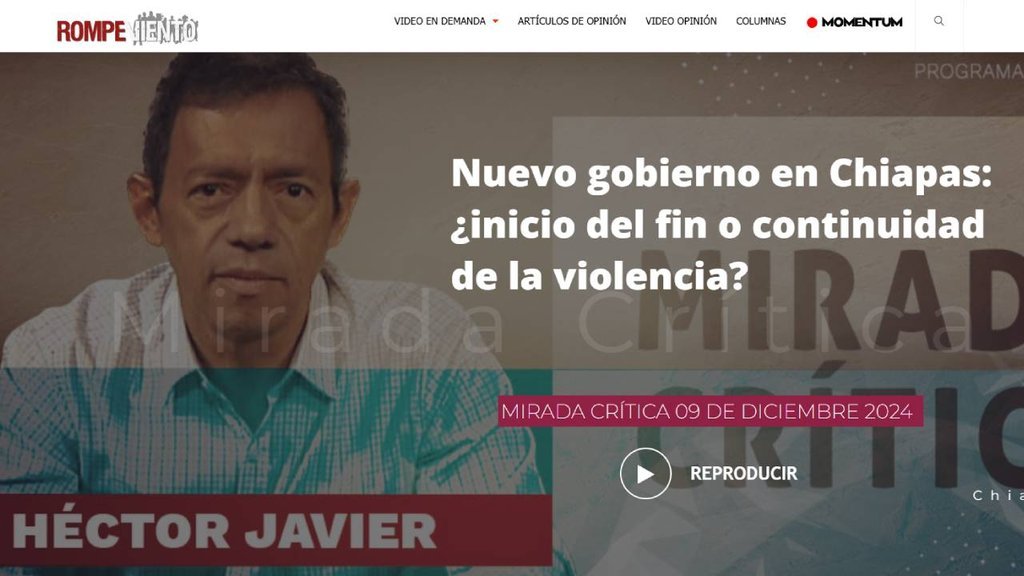 Screenshot of the Rompeviento Tv website