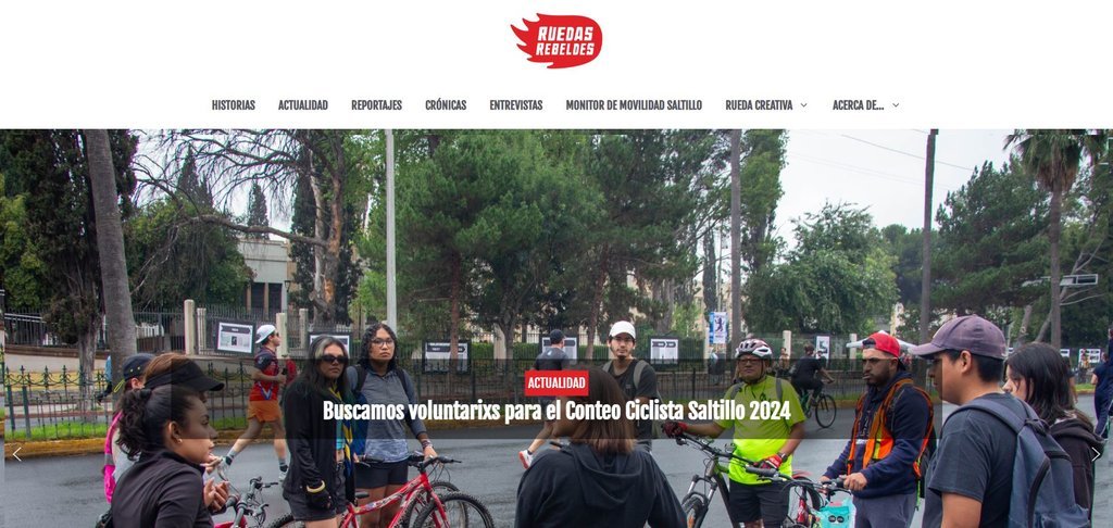 Screenshot of the Ruedas Rebeldes website