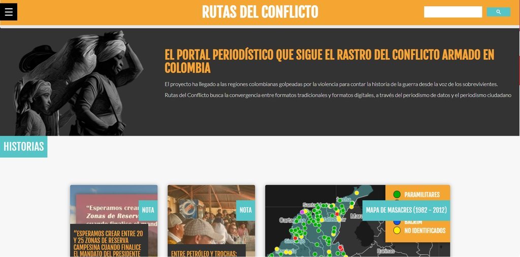 Screenshot of the Rutas Del Conflicto website