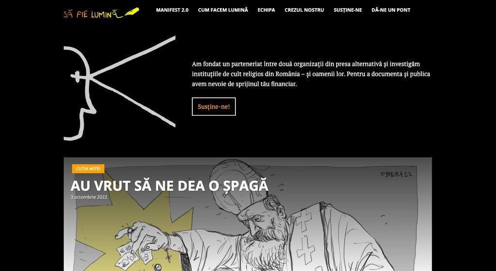 Screenshot of the Să fie lumină website