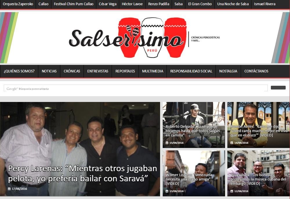 Screenshot of the Salserisimo Peru website