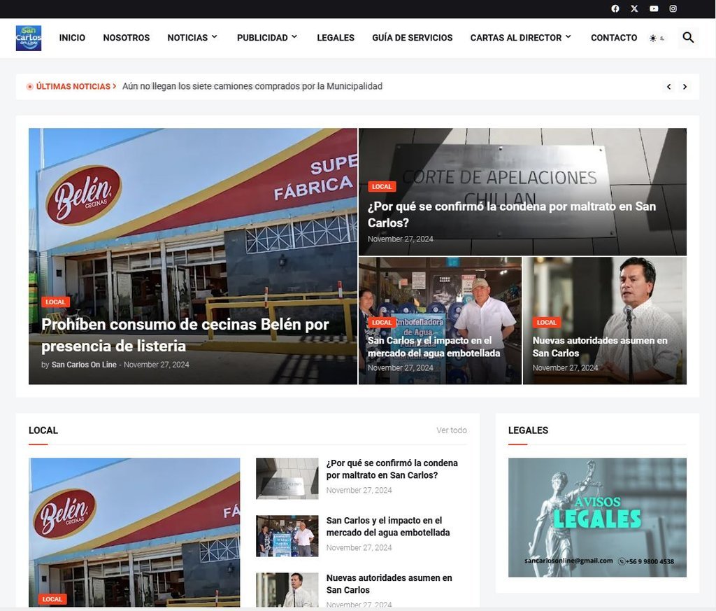 Screenshot of the San Carlos Online website