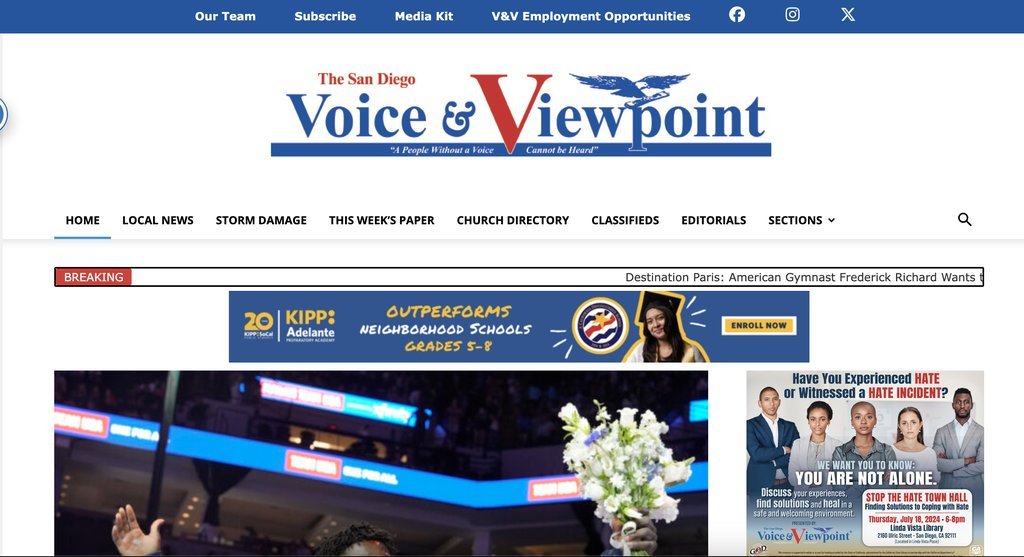 Screenshot of the San Diego Voice and Viewpoint website