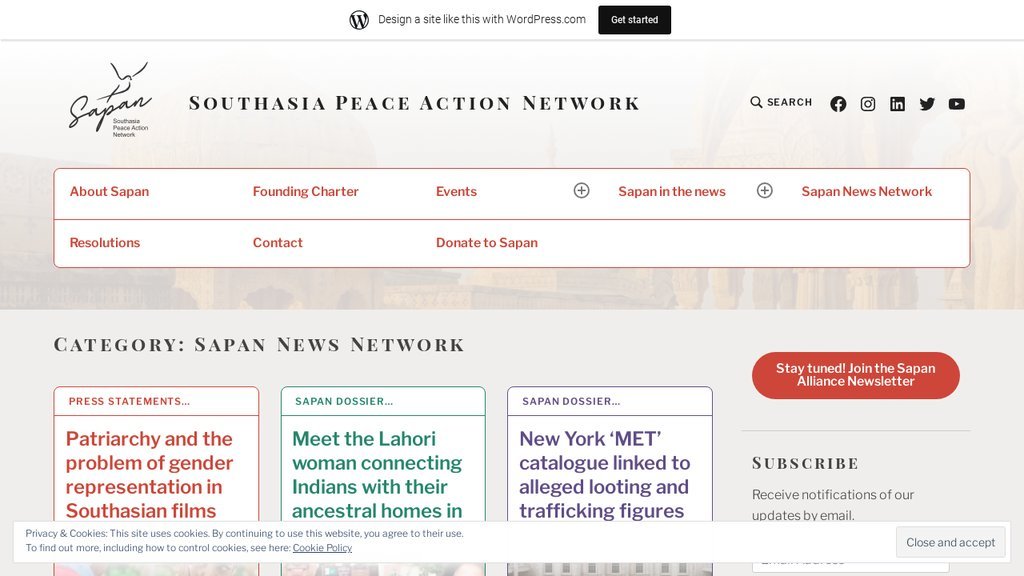 Screenshot of the Sapan News Network website