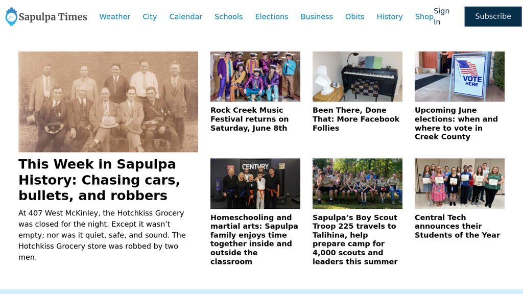 Screenshot of the Sapulpa Times website