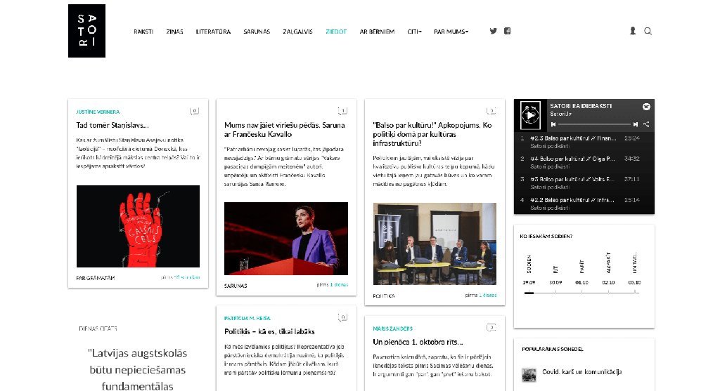 Screenshot of the Satori website
